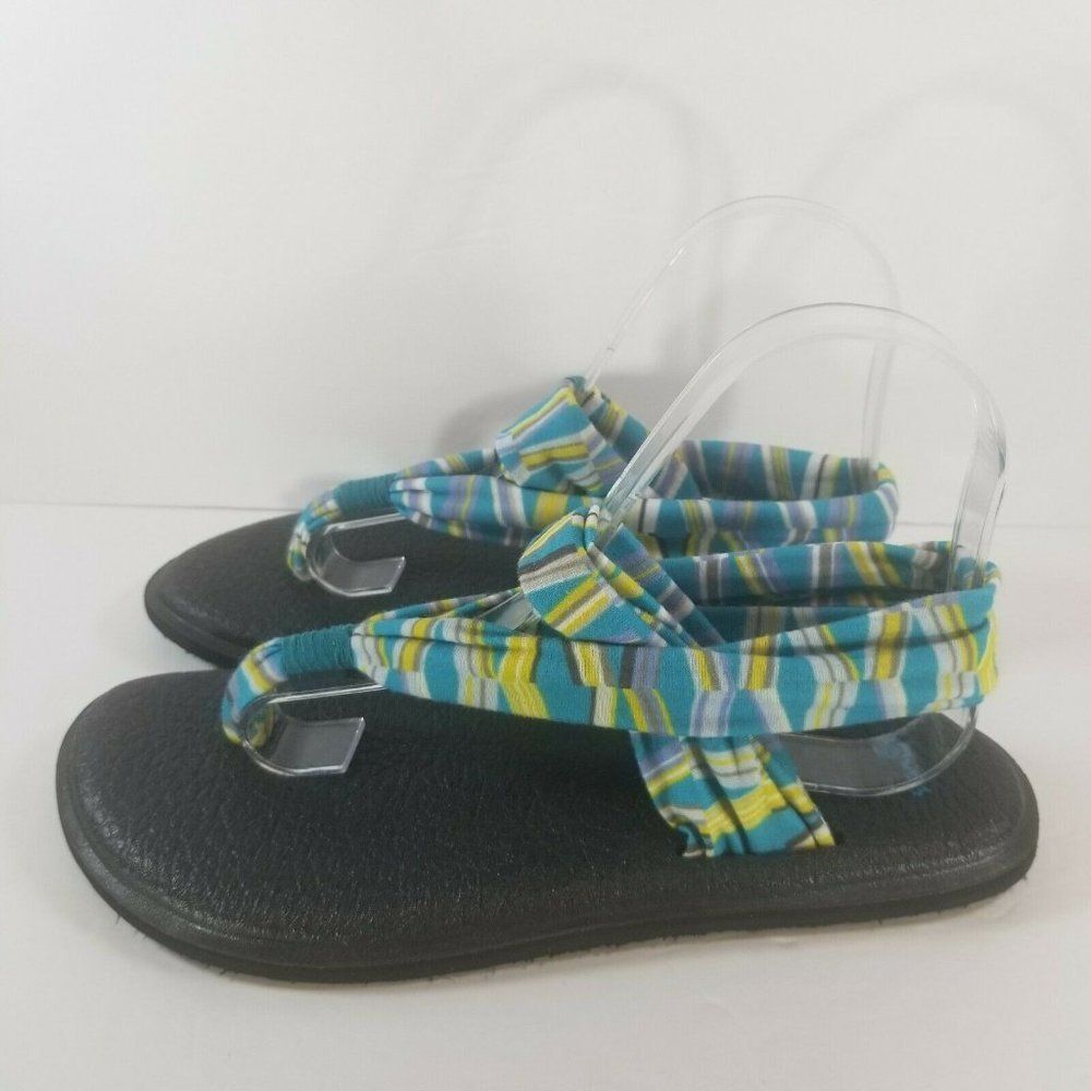Sanuk Yoga Sling Womens Sz 8 Multicolor Flip Flops Shoes Thongs Yoga Mat Sandals